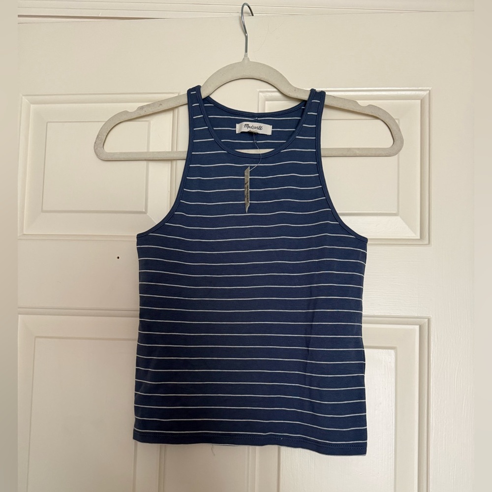 Madewell Navy and White Striped Top